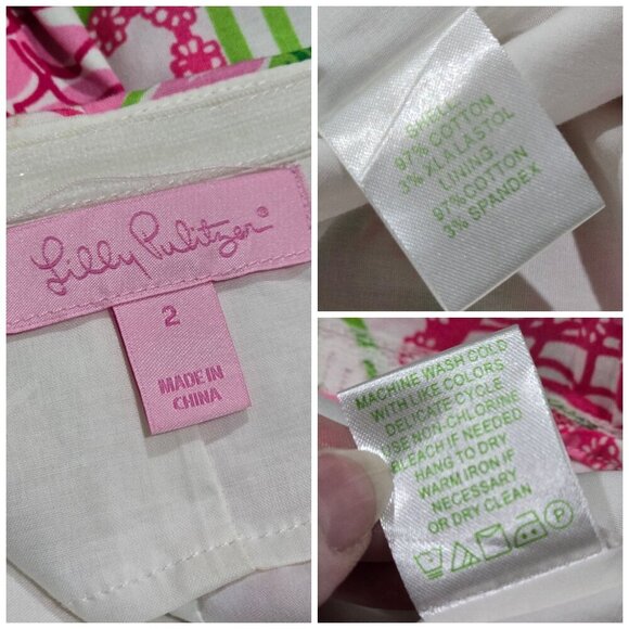 Lilly Pulitzer ✦ Strapless Patchwork Dress ✦ Pink Green Floral Stripe Cotton 2 - Picture 9 of 14